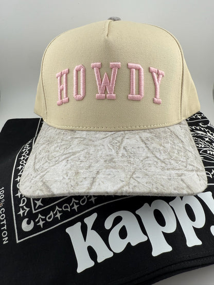 Howdy 3D Embroidery Camo Bill Linen Trucker Hat