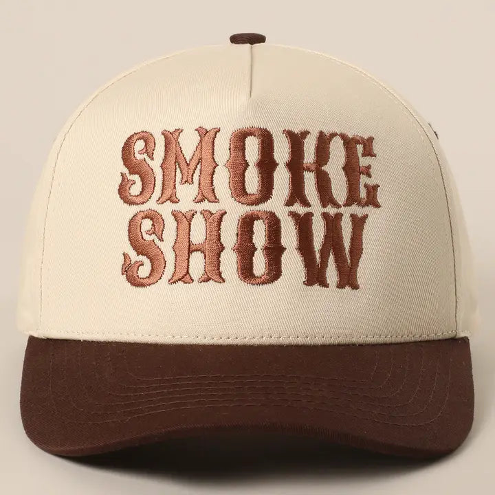 Smoke Show Embroidered Linen Trucker Hat