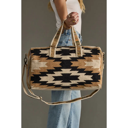 Cream, Black & Tan Western Duffel Bag