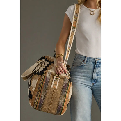 Cream, Black & Tan Western Duffel Bag