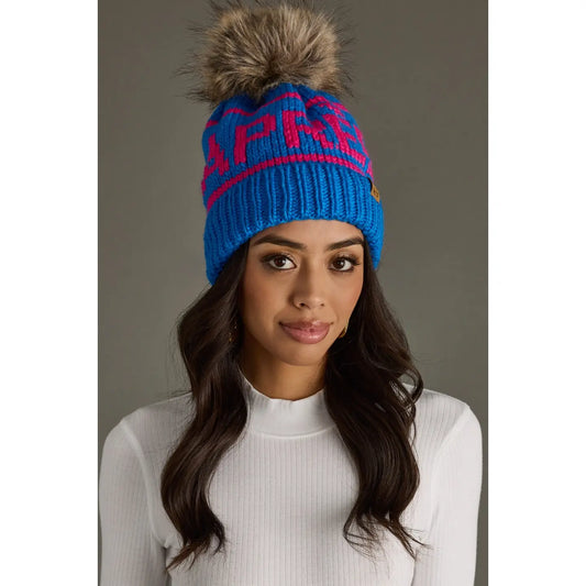 Blue & Pink Après Knit Pom Hat
