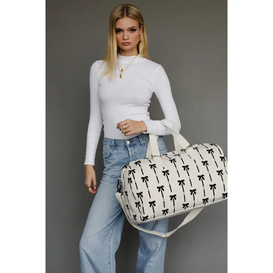 White Bow Print Duffel Bag