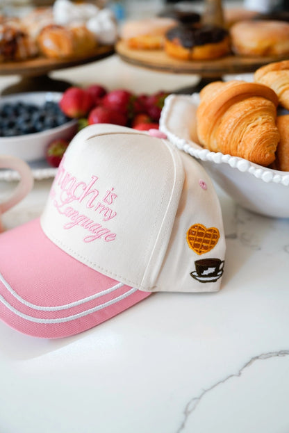 Brunch Is My Love Language Pink Trucker Hat