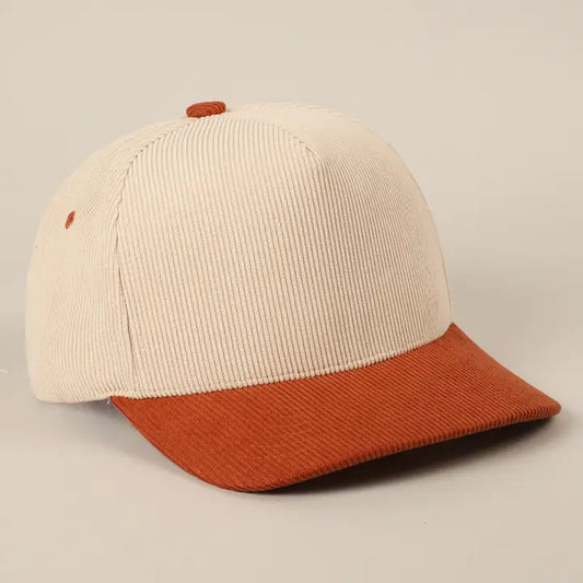 Two Tone Corduroy 5 Panel Trucker Hat