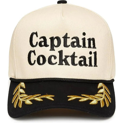 Captain Cocktail Embroidered Linen Trucker Hat