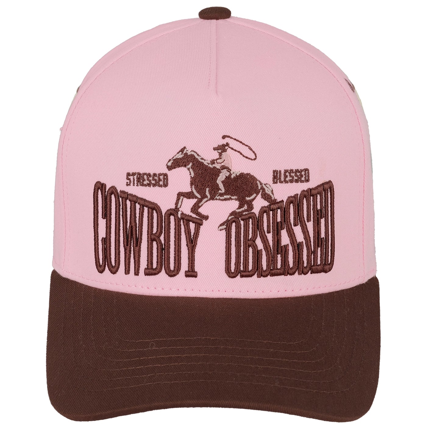 Cowboy Obsessed Embroidered Linen Trucker Hat