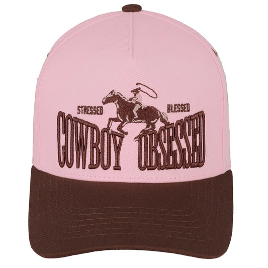 Cowboy Obsessed Embroidered Linen Trucker Hat