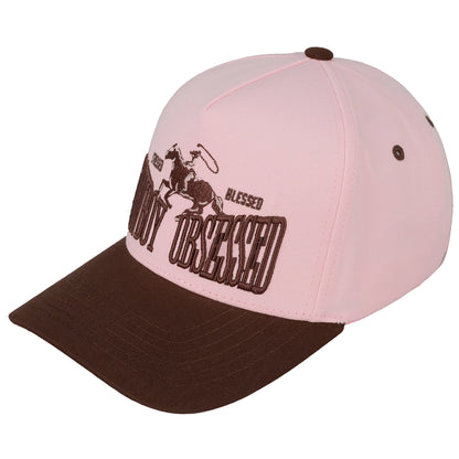 Cowboy Obsessed Embroidered Linen Trucker Hat