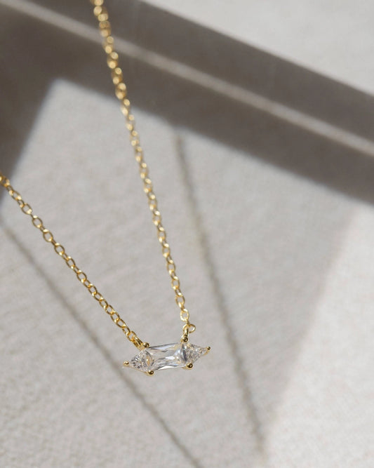 Gold Crystal Bar Necklace