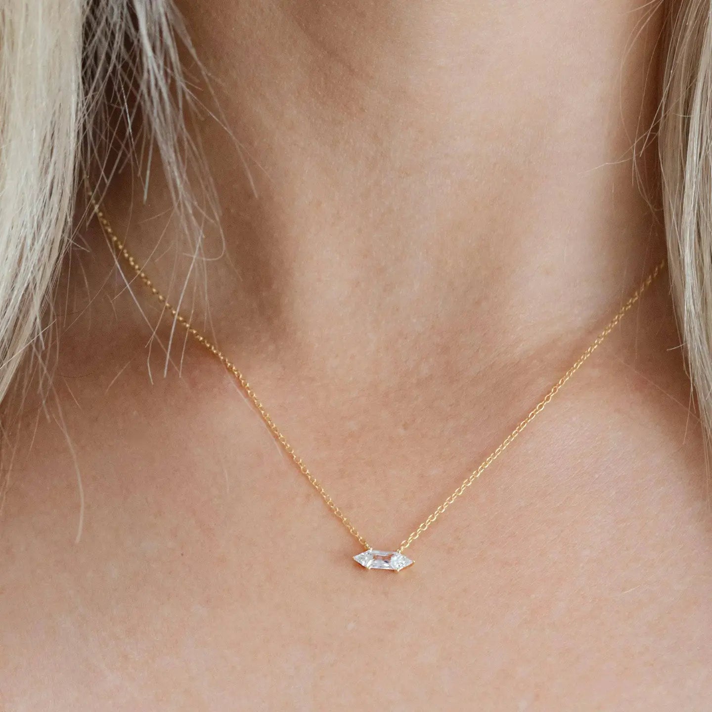 Gold Crystal Bar Necklace
