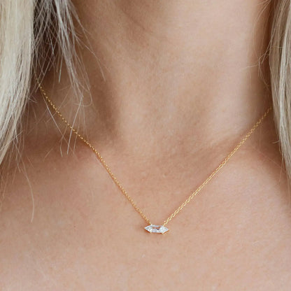 Gold Crystal Bar Necklace