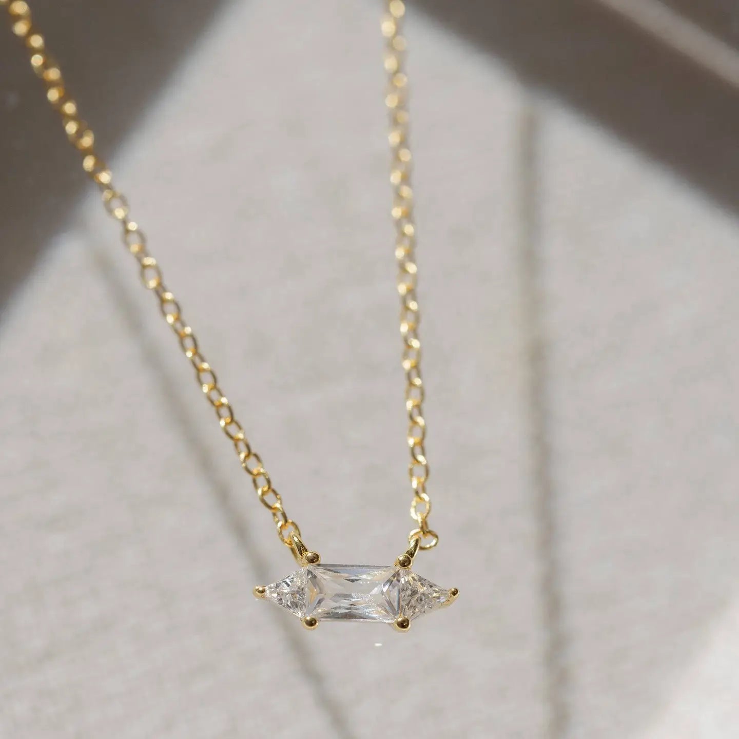 Gold Crystal Bar Necklace