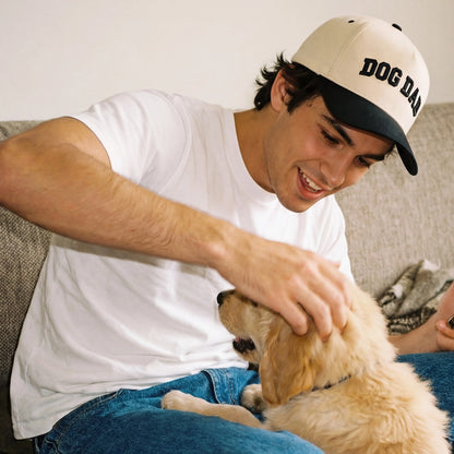 Dog Dad 3-D Embroidered Two Tone Linen Trucker Hat