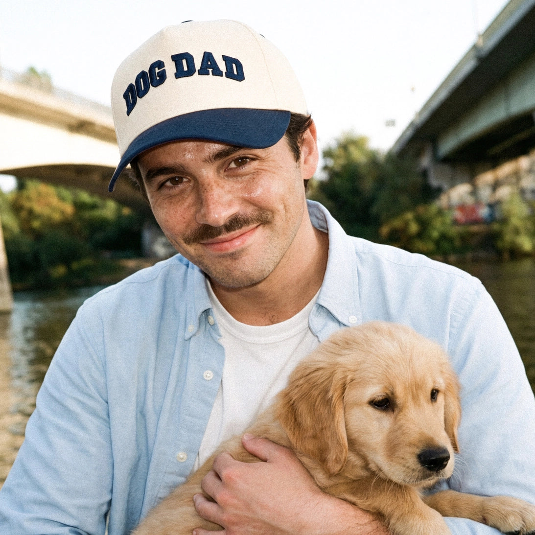 Dog Dad 3-D Embroidered Two Tone Linen Trucker Hat