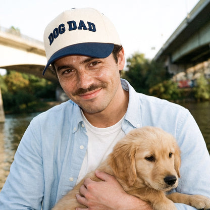 Dog Dad 3-D Embroidered Two Tone Linen Trucker Hat