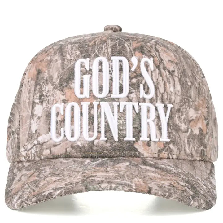 God's Country Camo 3-D Embroidered Linen Trucker Hat