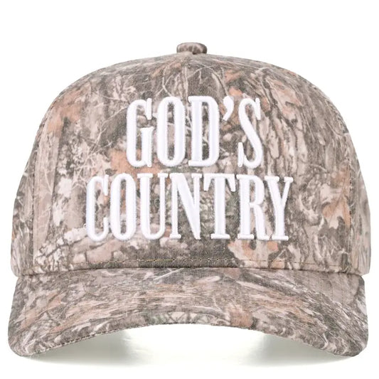 God's Country Camo 3-D Embroidered Linen Trucker Hat