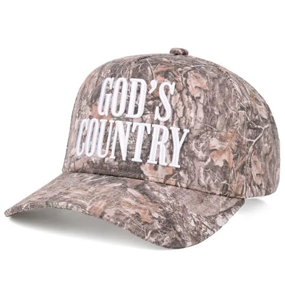 God's Country Camo 3-D Embroidered Linen Trucker Hat