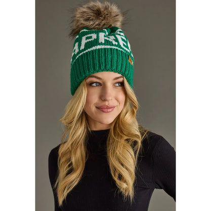 Green & White Après Knit Pom Hat