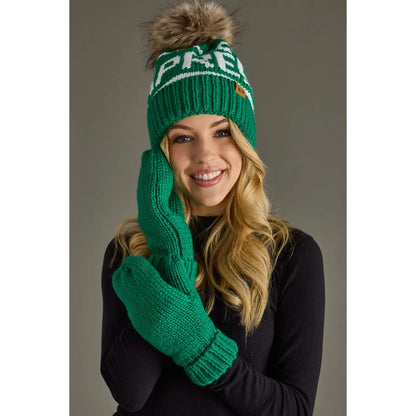 Green & White Après Knit Pom Hat