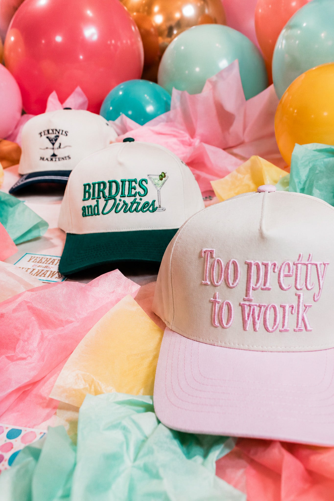 Too Pretty to Work Embroidered Linen Trucker Hat