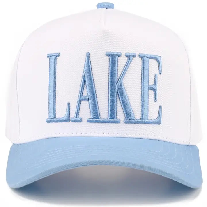 Lake 3-D Embroidered Two Tone Linen Trucker Hat