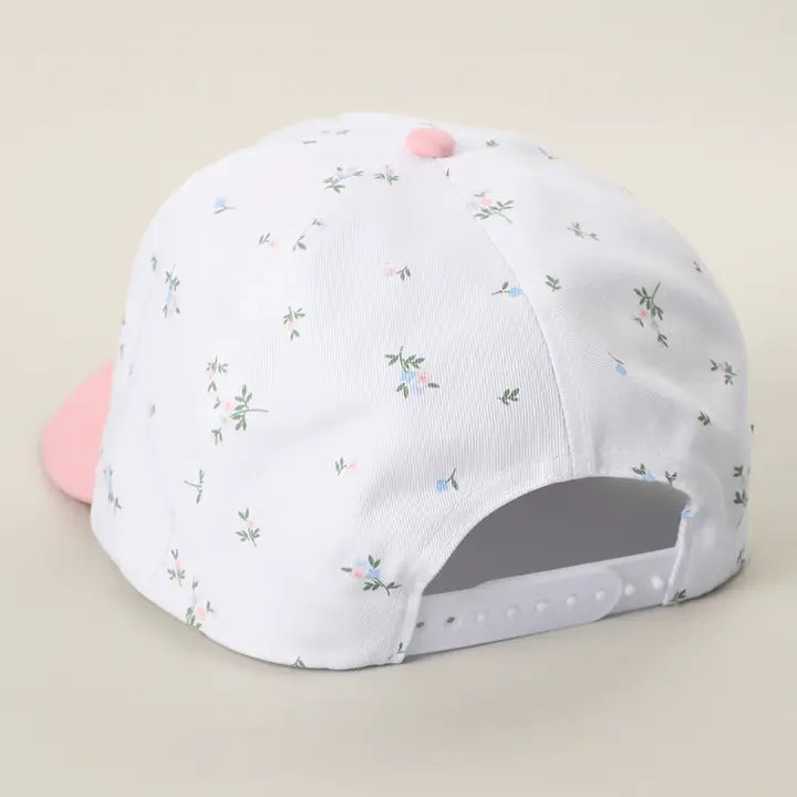 Mama Flower Print Two Tone Linen Trucker Hat