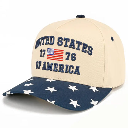 USA 1776 3-D Embroidered Star Bill Linen Trucker Hat