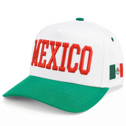 Mexico Flag 3-D Embroidered Linen Trucker Hat