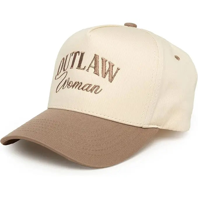 Outlaw Woman Embroidered Linen Trucker Hat