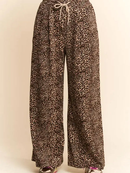 Leopard Print Wide-Leg Pants
