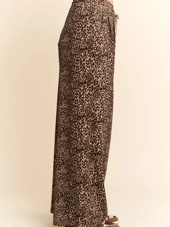Leopard Print Wide-Leg Pants