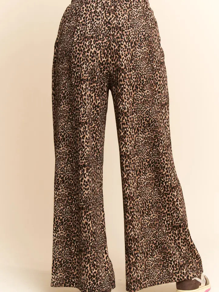 Leopard Print Wide-Leg Pants