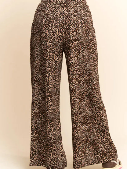 Leopard Print Wide-Leg Pants