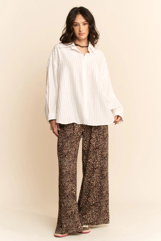 Leopard Print Wide-Leg Pants