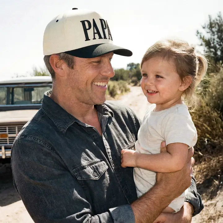 Papa 3-D Embroidered Linen Trucker Hat