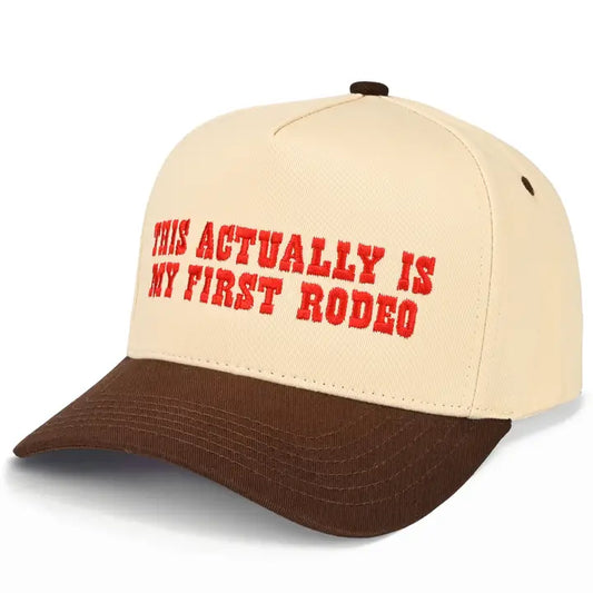 This Actually is My First Rodeo Two Tine Embroidered Linen Hat