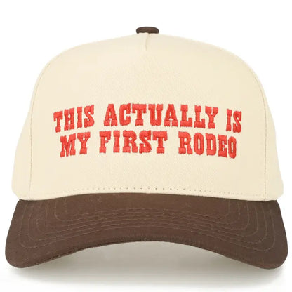 This Actually is My First Rodeo Two Tine Embroidered Linen Hat