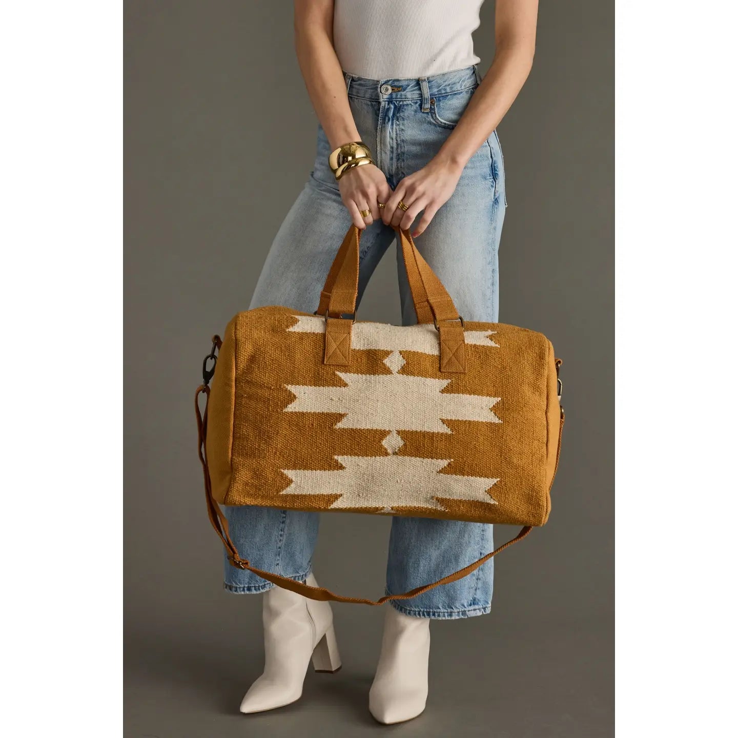 Camel & Cream Aztec Duffel Bag