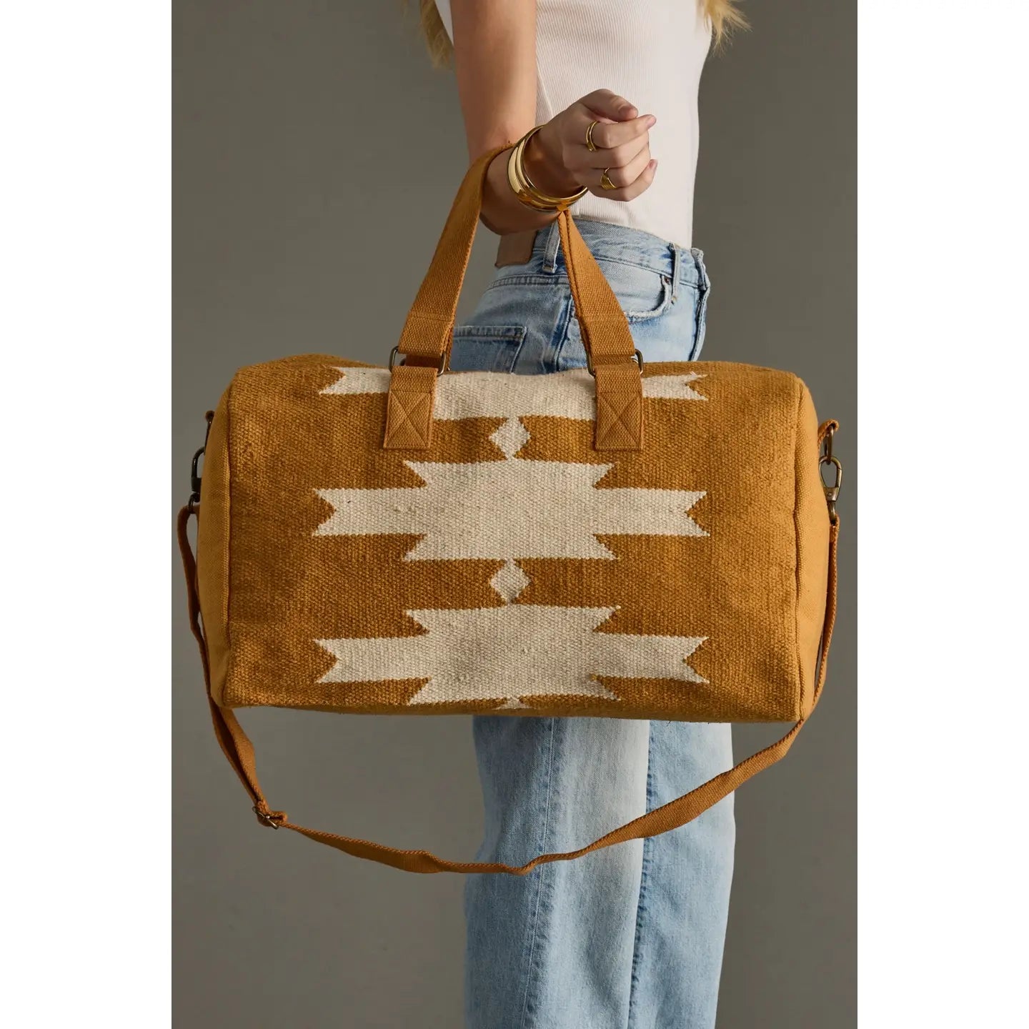 Camel & Cream Aztec Duffel Bag