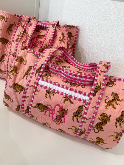 Goldie Tigers Quilted Block-Print Duffel Bag