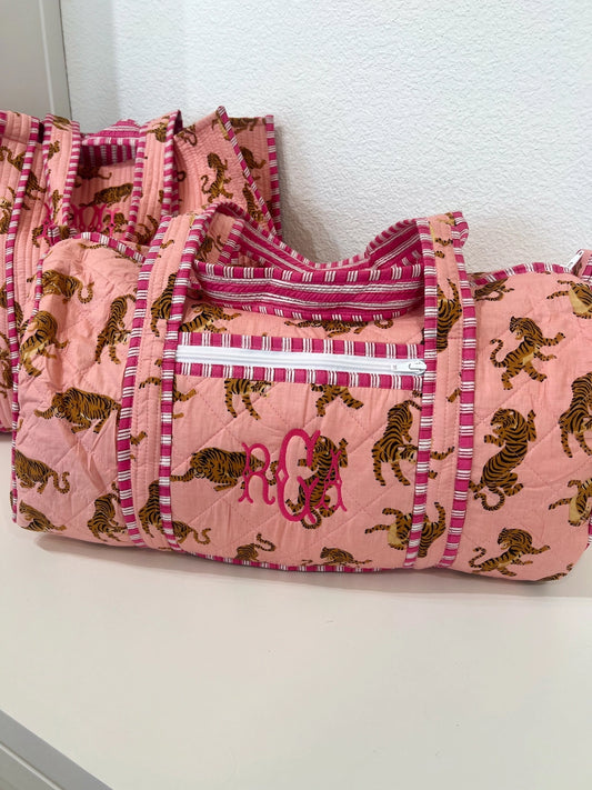 Goldie Tigers Quilted Block-Print Duffel Bag
