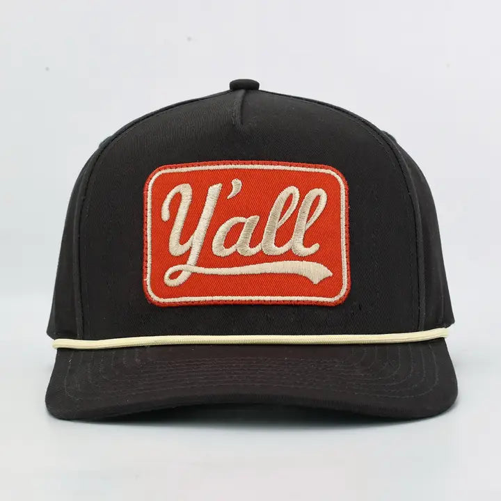 Y'all Embroidered Patch Rope Linen Trucker Hat