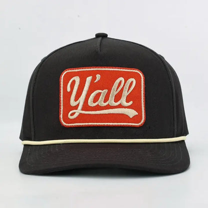 Y'all Embroidered Patch Rope Linen Trucker Hat