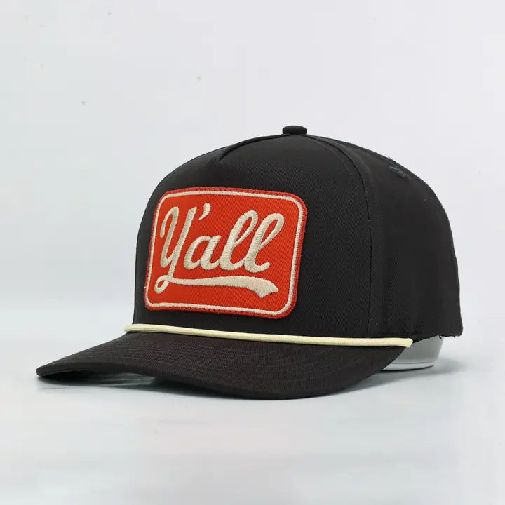 Y'all Embroidered Patch Rope Linen Trucker Hat