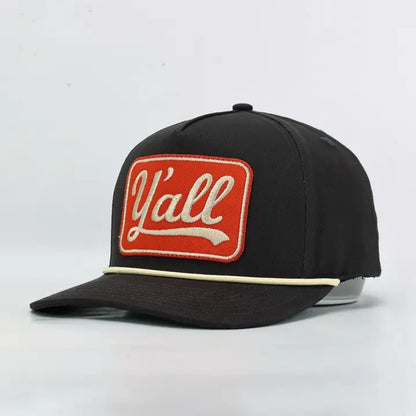 Y'all Embroidered Patch Rope Linen Trucker Hat