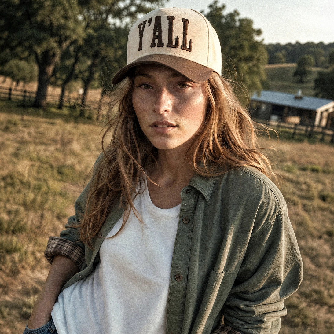 Y'all 3-D Embroidered Linen Trucker Hat