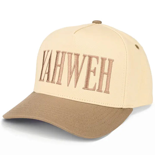 Yahweh Two Tone Embroidered Linen Trucker Hat
