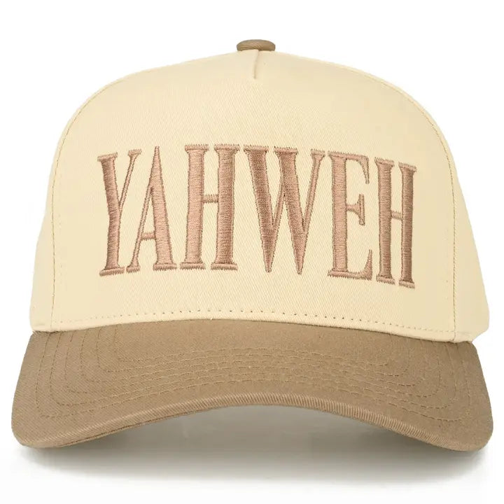 Yahweh Two Tone Embroidered Linen Trucker Hat